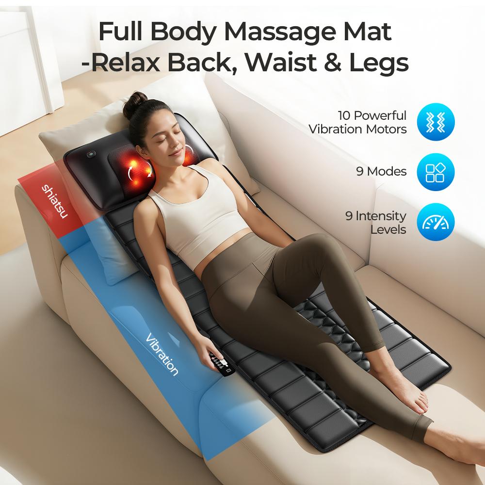 Multifunctional Massage Cushion Neck, waist and foot, with heating and multi - part vibration functions, 51.5 * 23 * 37.5cm, suitable for home, office