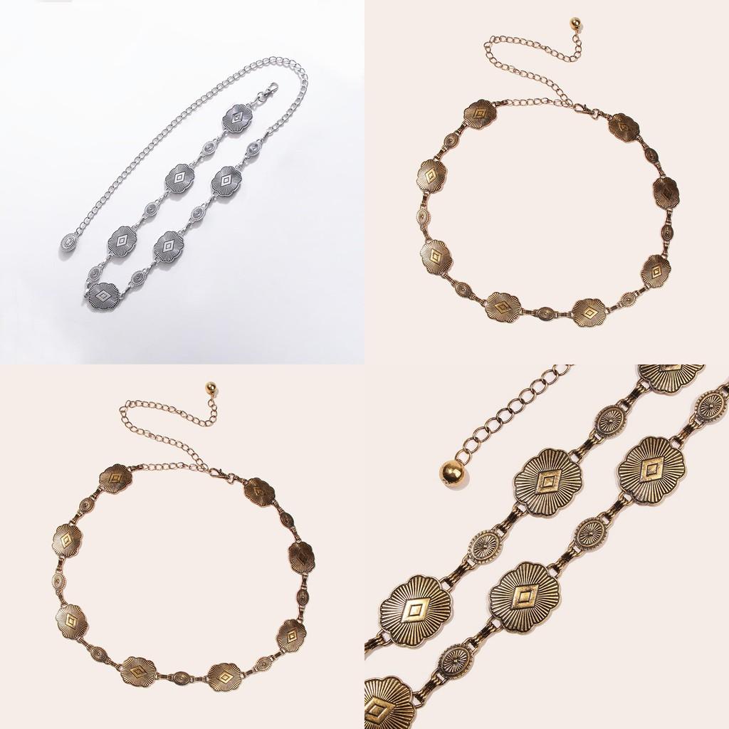 Artistic Metal Waist Belt With Hook Closure For Bohemian Fashion Girls