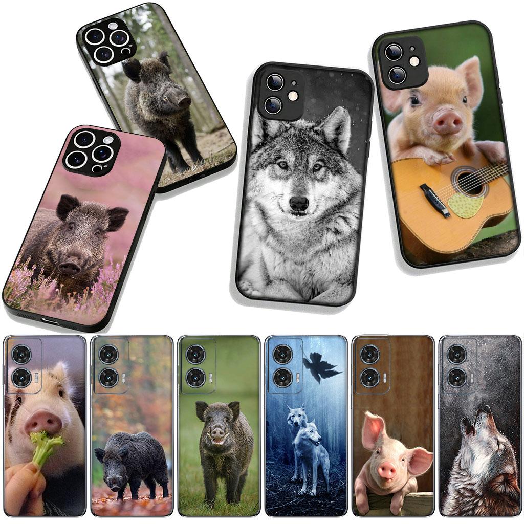 Schwein Wildschwein Wolf Handyhülle Case für Samsung Galaxy S25 S24 S22 S23 FE Ultra Plus A56 A05 A06 A15 A16 A55 S7 Edge Hülle