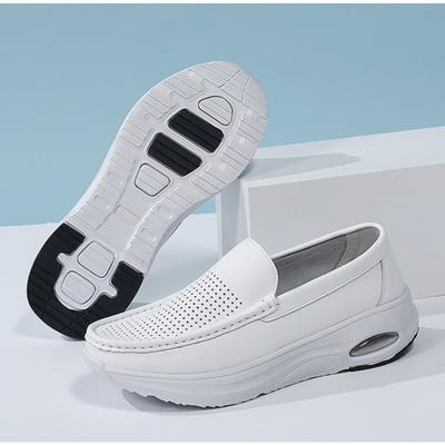 Large Size 46 Nurse Shoes Genuine Leather Soft Sole, Lightweight, Comfort, Breathable, Men Women Doctors White Black Work Shoes
