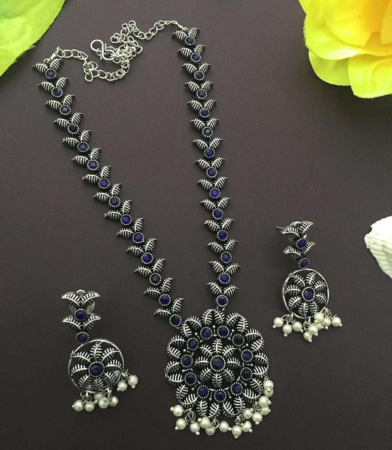 

Традиционный немецкий серебряный жемчужный лист дизайнерский оксидированный ювелирный набор для женщин и девочек Onesize