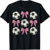 Cute Pink Bow Coquette Ball Soccer Girls Aesthetic Player T-Shirt