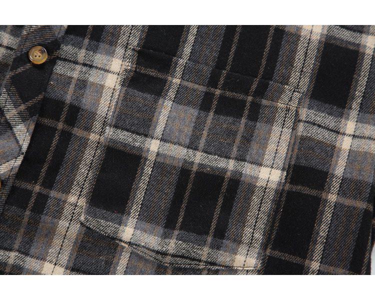 Trendy Korean Retro Plaid Plus Size Lapel Short Sleeve Shirt