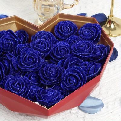120 Pcs 4.5cm Foam Rose Foam Glitter Roses Artificial Flowers Glitter with Stems for DIY Wedding Home Party Valentine'S Day Mother'S Day