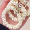 5Pcs Hair Ties Heart Decor Pleated Fabric High Elasticity Hair Ropes Lightweight Ponytail Holder Hair