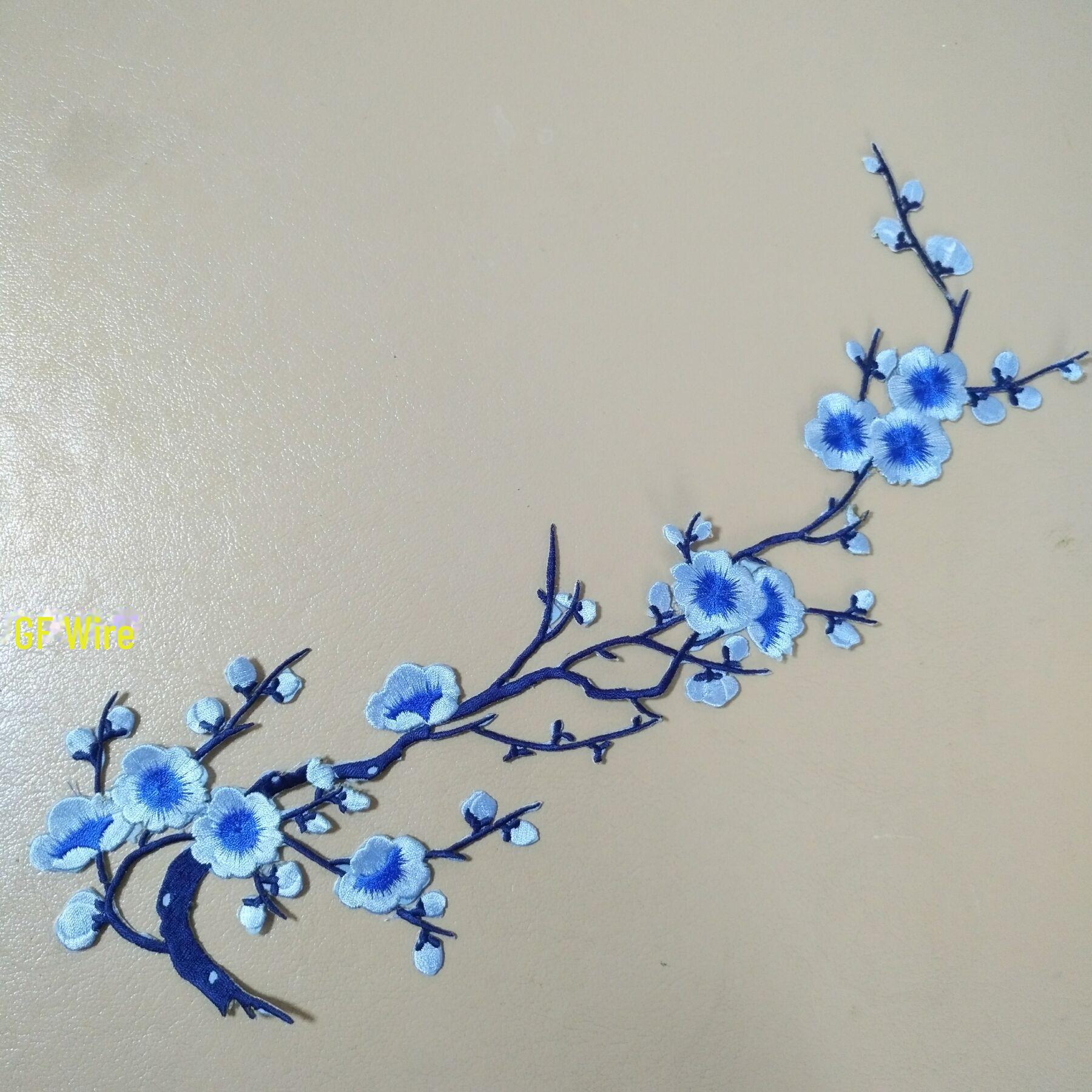 

Вышитая нашивка «Цветок зимней сливы» для чонсама — своими руками в китайском стиле с термонаклейкой 15X36 cm синий