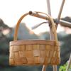Woven Wooden Basket with Handle Eco-Friendly Portable Picnic Snack Carrier for Camping Outings Gifts Fruits Vegetables Storage