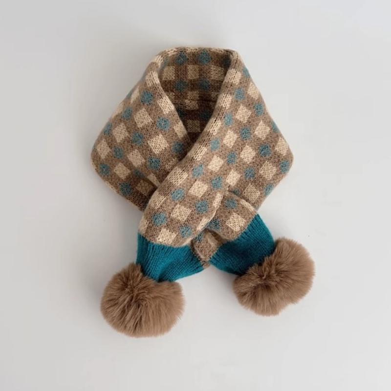 Baby Girl Boy Neck Scarves Kids Plaid Wool Scarf Children Knitted Girls' Scarfs For Toddler Child Cotton Warm Neckerchief Winter