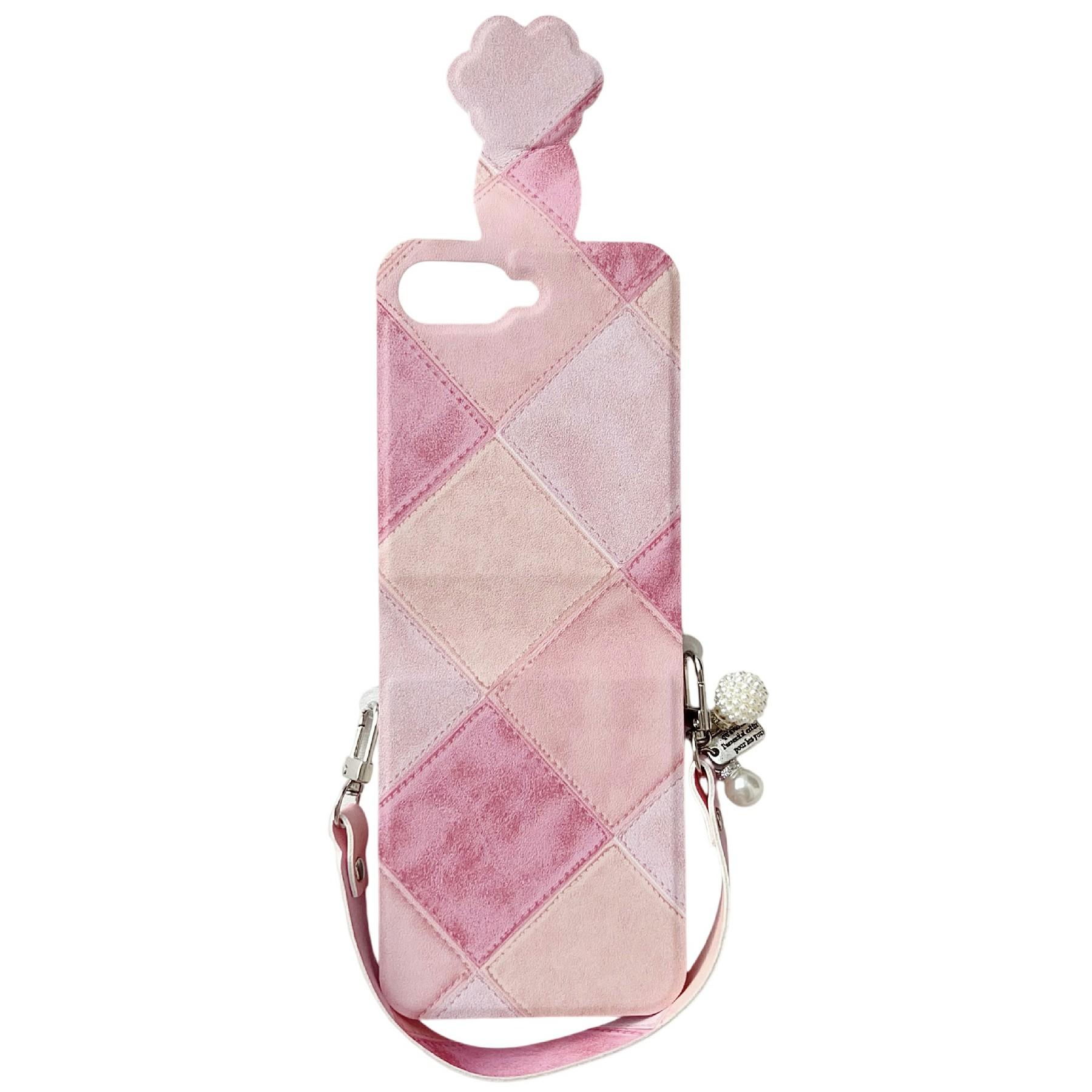 

For Samsung Galaxy Z Flip5 5G Case Retro Rhombus Cat Claw Clasp PU+PC Phone Cover with Strap Pink