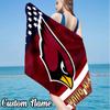 Custom Name Cardinals football Beach Towel - Soft, Ultra-Absorbent Microfiber, Lightweight, Perfect for Beach, Parties, Travel, Camping