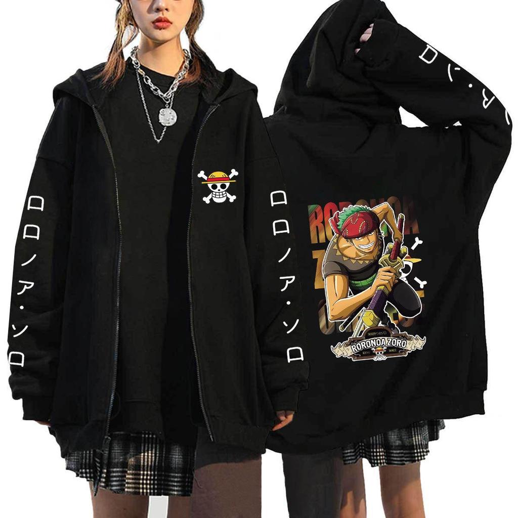 Japanese Anime ONE PIECE Hoodies Men Kawaii Harajuku Manga Graphic Zipper Coats Monkey D. Luffy Printed Streetwear Sweatshirts Unisex Pullovers Tops