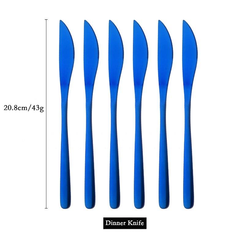 6 PCS Stainless Steel Rainbow Steak Knife Sharp Table Knives Set Restaurant Cutlery Dinner Knife Black Dinnerware Set