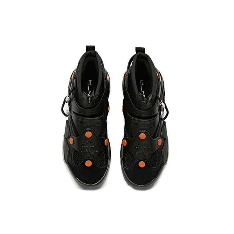 Anta Allgemeine Serie Stoßdämpfende Rutschfeste Verschleißfeste Wasserdichte High-Top Sportliche Freizeitschuhe Herren Sneakers Schwarz 11948086S-1