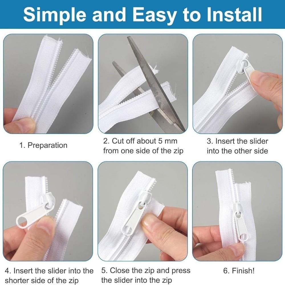 Contrast Color Bag Zipper Set 5m Zipper 5 Zipper Puller Slider Closure Zip Sewing Accessories