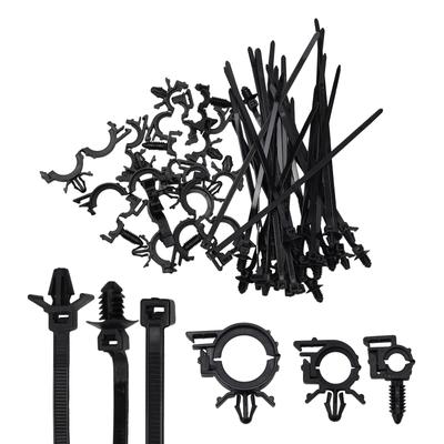 Kit completo da 45 pezzi di fascette stringicavo a pressione e clip per cablaggio