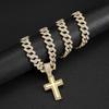 Minimalist Style Cross Necklace Full of Diamonds European and American Cross Pendant Street Clothing Accessories