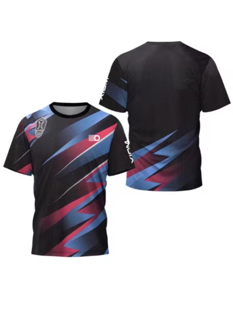 Summer 3D Printing Neon City High Performance Men's Table Tennis T-shirt Summer Badminton T-shirt Men Top Table Tennis Club Quick Dry Short Sleeve
