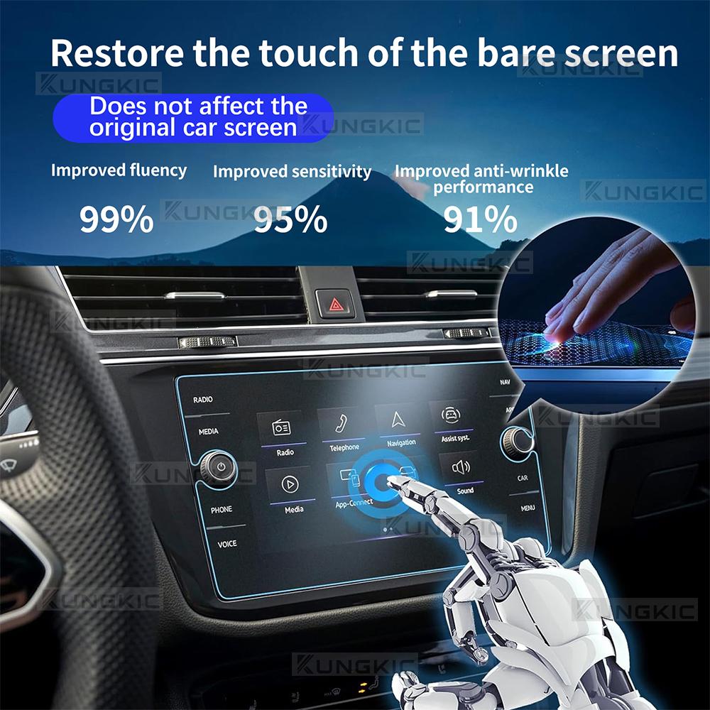 Interior Sticker Screen Protector for Volkswagen Tiguan 2019-2024 8 Inch HD Clear Tempered Glass GPS Navigation Film