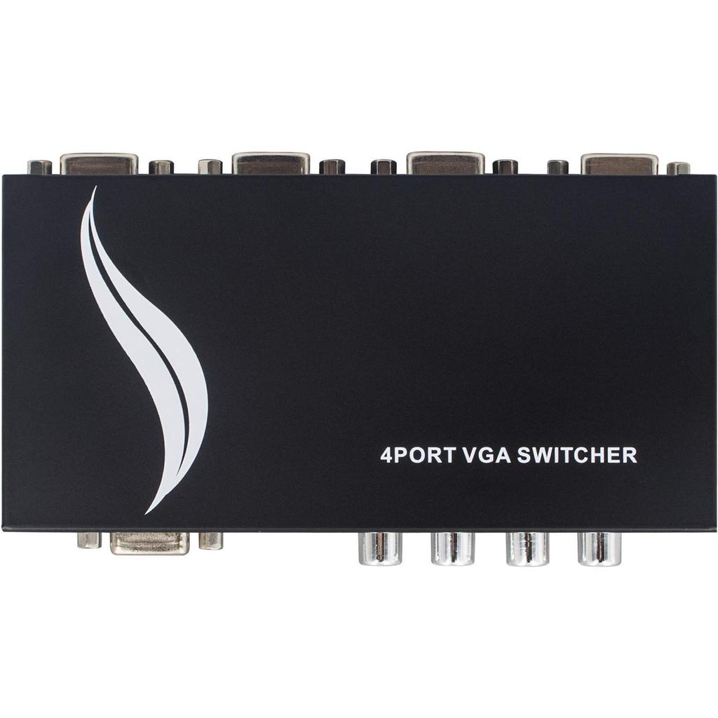 Duttek VGA 4-Wege-VGA-Schalter-Selektorbox für und Plug-and-Play-Umschalter, Eingänge/1 Ausgang, 15HDF, 4-Port-PCs, Laptops, Desktops, Monitore, Projektoren, TVs,