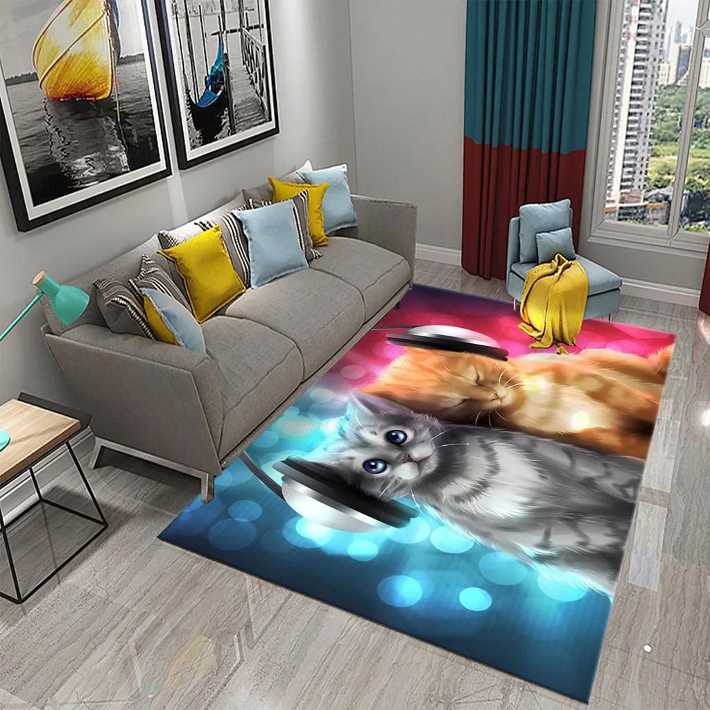 3D Cute Fantasy Cartoon Cat Carpet for Bathroom Kitchen Entrance Anti-Slip Mats Bedroom Doormat Living Room Welcome Decor Mats
