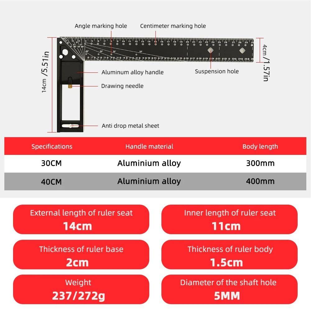 Industrial Grade Positioning Marking Angle Ruler 45/90 Degree Hole Woodworking Gauge  Carpentry