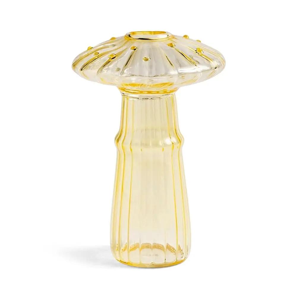 Pilzförmige Blumenvase, transparente Glasvase, Pflanzen-Hydrokultur-Aromatherapie-Flasche, Desktop-Dekoration, Ornament