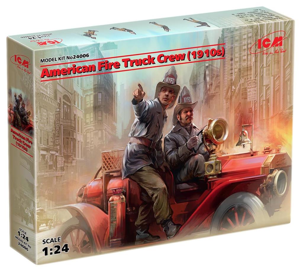 ICM American Fire Engine Crew 1910s Plastic Model 24006 1/24