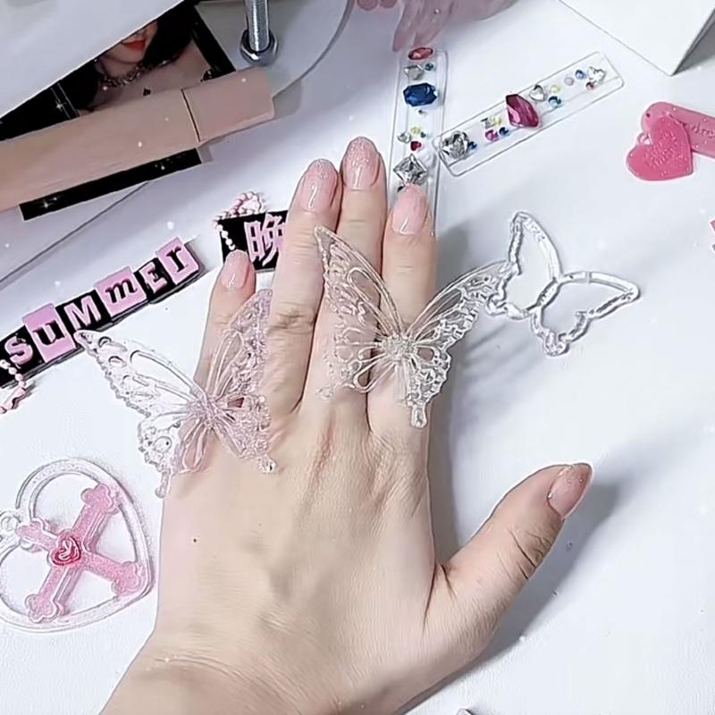 Geometry Filler Various Styles Butterfly-shape Parts Silicone Mold Woman Keychain Decorative Pendant Mold for DIY Crafts