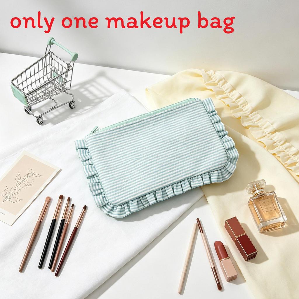 Minimalist Striped Makeup Bag With Zipper For Travel And Home Storage