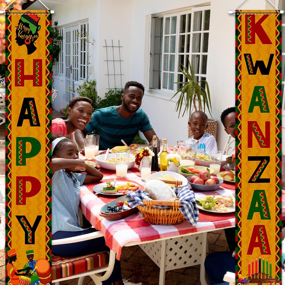 Vintage Happy Kwanzaa Decorations Door Banner Happy Kwanzaa Banner Harvest Backdrop Ns Heritage Welcome Porch Sign for Ns Heritage Holiday