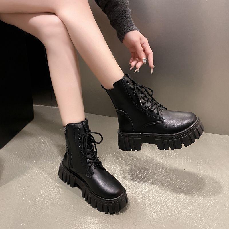 British Style Thick-soled Martin Boots 's Thin Locomotive Short Boots Martin Boots  Wear Foreign Style European and American Style