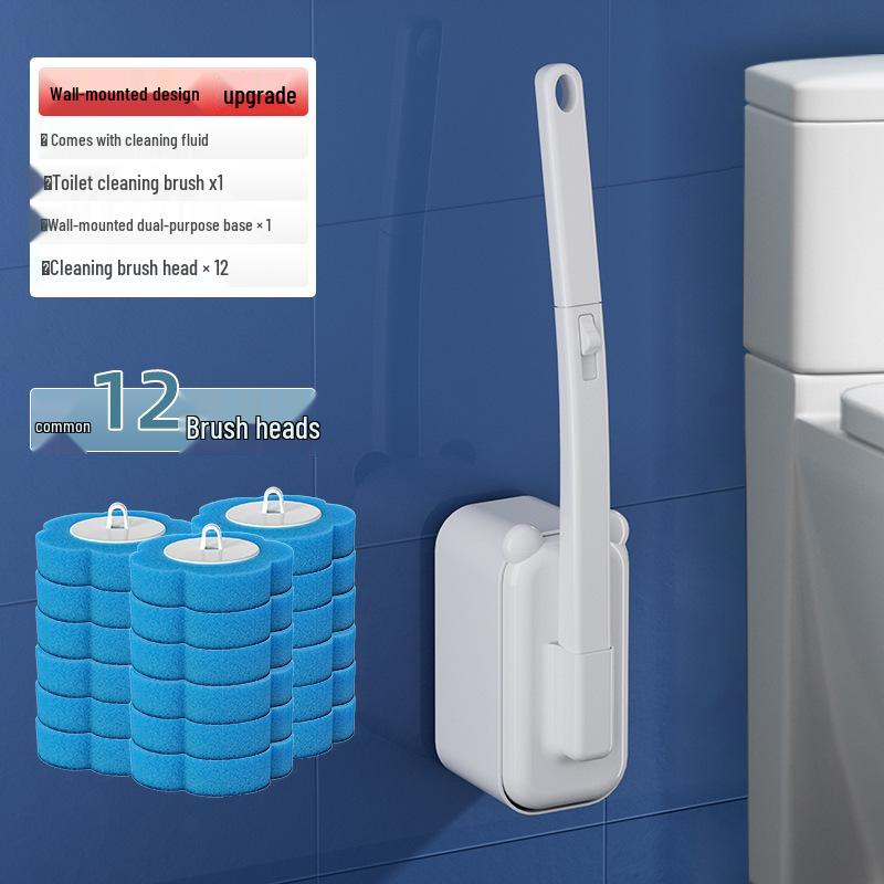 Punch-Free Disposable Toilet Brush Set - No Dead Angle Bathroom Cleaner.