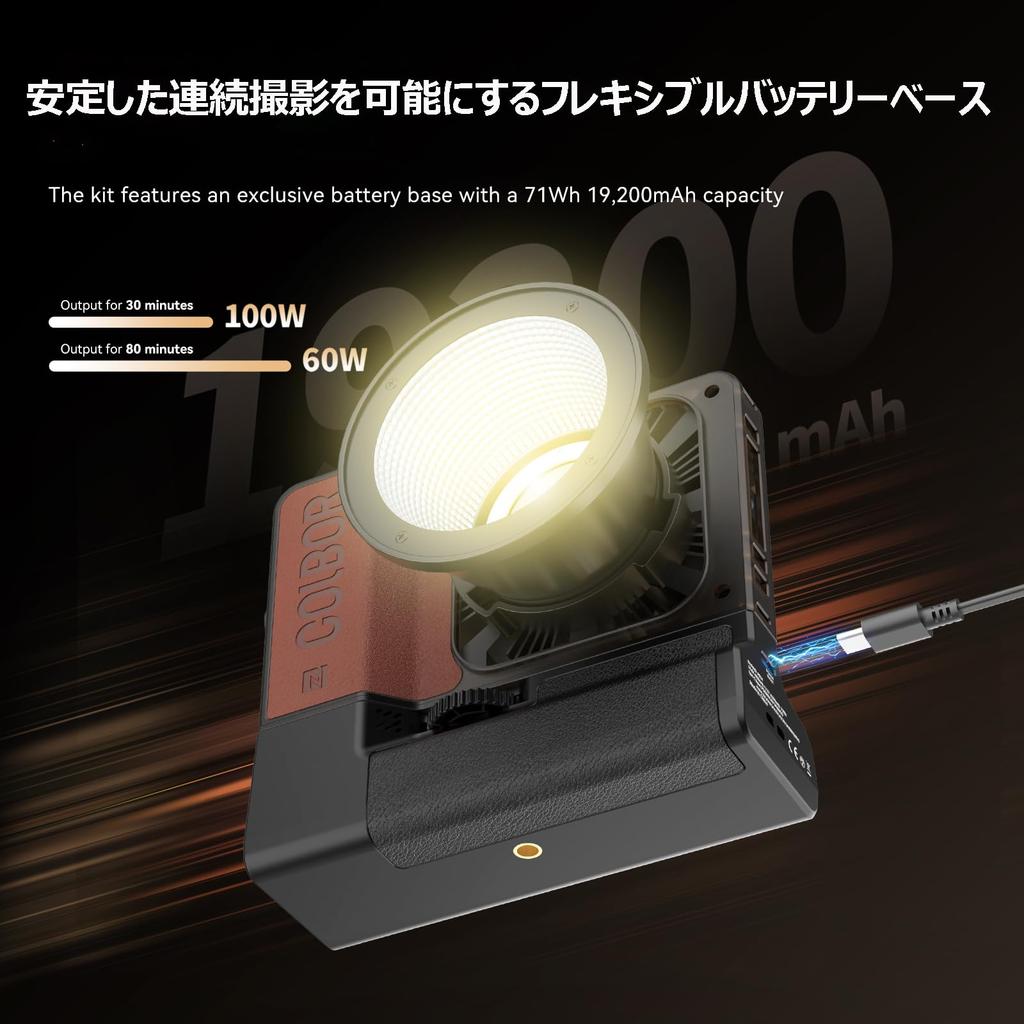 COLBOR W100 Kit Fotoljus App-kompatibel med och Inkluderar Bekvämt för Utomhusfotografering Kit, 100W, 2700-6500K, CRI97+, Kontroll,
