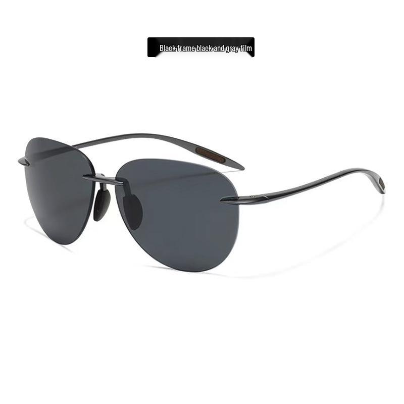 Men s Ultra-Light Rimless Nylon Aviator Driving Sunglasses with Polarized Lenses