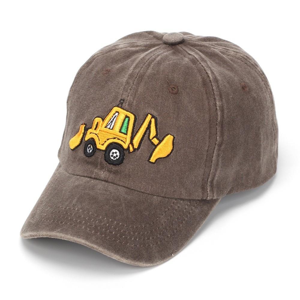 

Breathable Excavator Embroidered Peaked Cap Adjustable Boys Sunscreen Hat Spring кофейный