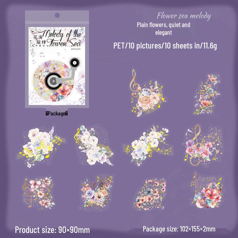 Ketchup Girl Floral Music Hot Stamping Sticker Pack: Flower Sea Melody Series - 6 Style Options