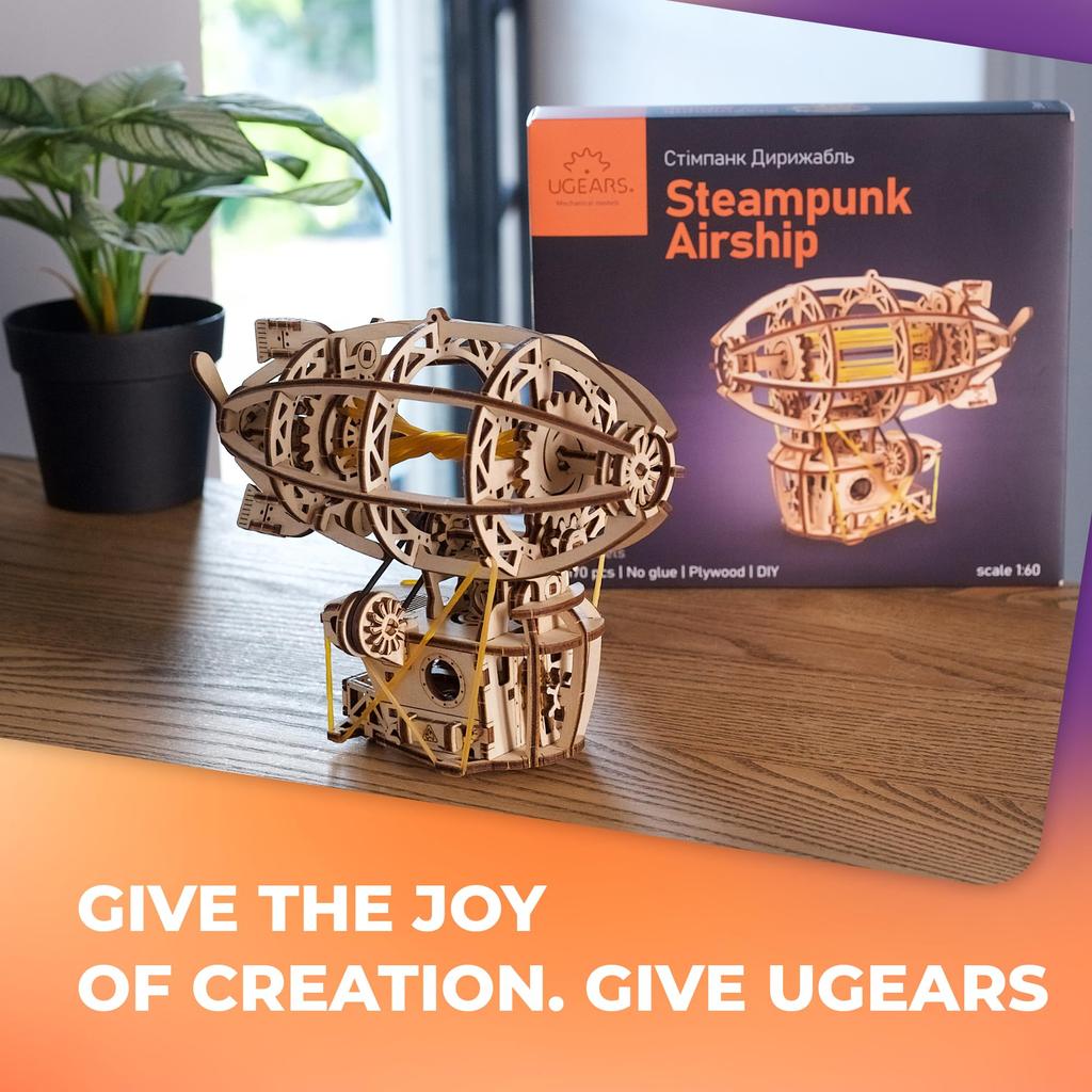 Ugears Steampunk Airship 70226 Wooden Puzzle Toy Craft No Glue or Tools Required