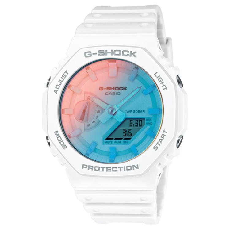 CASIO Men Blue Watch GA-2100TL White Strap