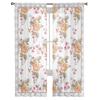 Cortina Transparente Dibujada a Mano con Líneas de Hojas y Flores Para Dormitorio, Cortina de Tul Voile Para Decoración de Cocina, Salón, Tratamiento de Ventana