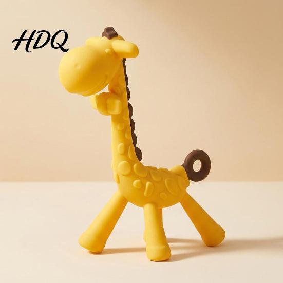 Baby Gum Massager Giraffe Teether Silicone Chewing Toy for Soothing Gums Anti-Choking