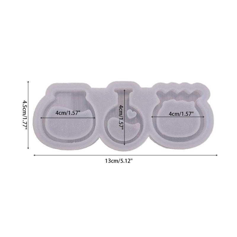 Shiny Glossy Geometry Wishing Bottle Silicone Epoxy Resin Mold DIY Keychain Pendant Jewelry for Bag Decorations Craft