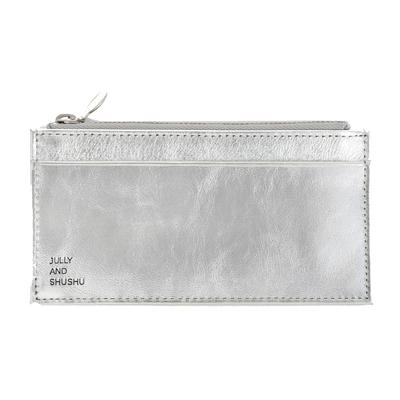 UND Kartenetui Etui Fragment Echtes Leder Bargeldlos Geschenk IC-Karte Passhülle Wassermelone [JULLY SHUSHU] EM-CC (Silber)