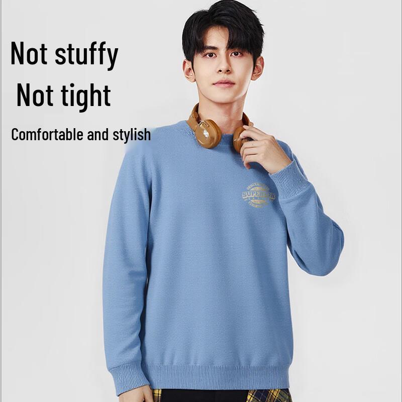 Baleno Men's Retro Graphic Knit Crew Neck Sweater