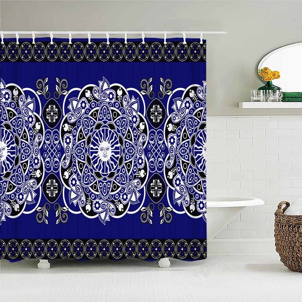 3D Printing Indian Boho Shower Curtain Bathroom Curtains With Hooks Bohemian Mandala Waterproof Fabric Bathtub Decor Screen