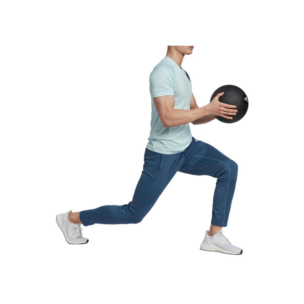 Adidas Front Logo Print Slim Fit Joggers With Drawstring Men Bottoms Blue HZ9705