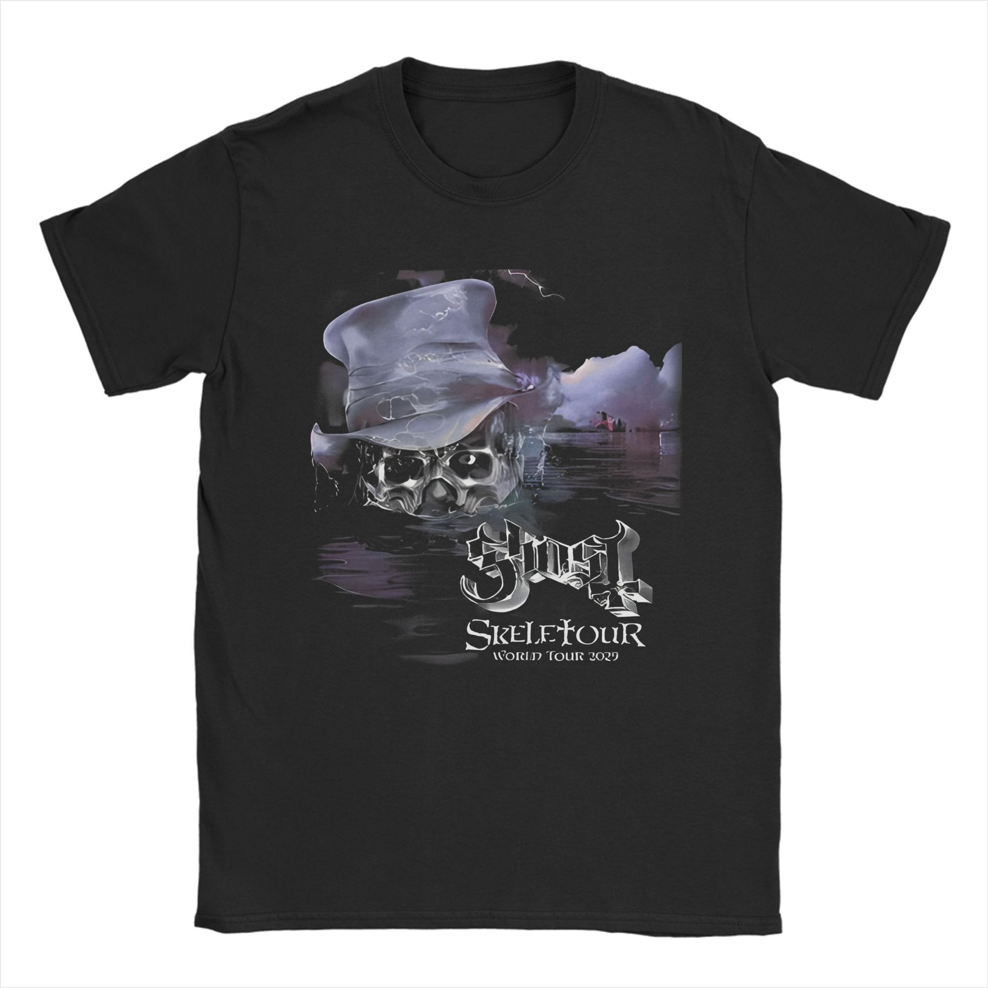 Уникальные футболки Ghost Band Мировой тур Skeletour 2025 Мужские с круглым вырезом Хлопковые футболки Музыкальные с коротким рукавом 4XL 5XL Одежда S