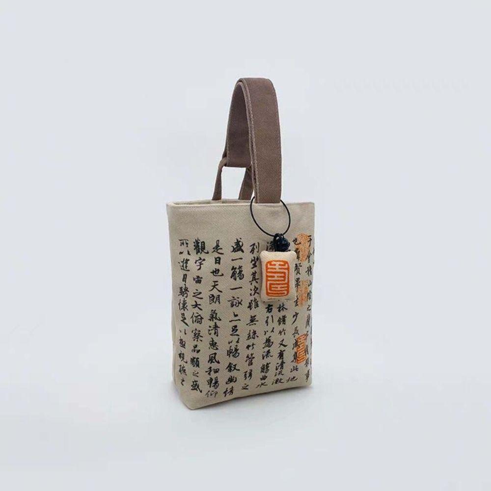 Printed Canvas Bucket Bag Chinese Style Print Canvas Handbag Sweet   Shopping