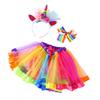 Children Colorful Skirt Cute Cartoon Costume Set Girl Ballet Skirt with Hair Clip Headband Colorful Free Size