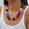 Boho Colorful Acrylic Resin Beaded Choker Necklace For Women Vintage Dopamine Statement Chain On the Neck Party Holiday Jewelry