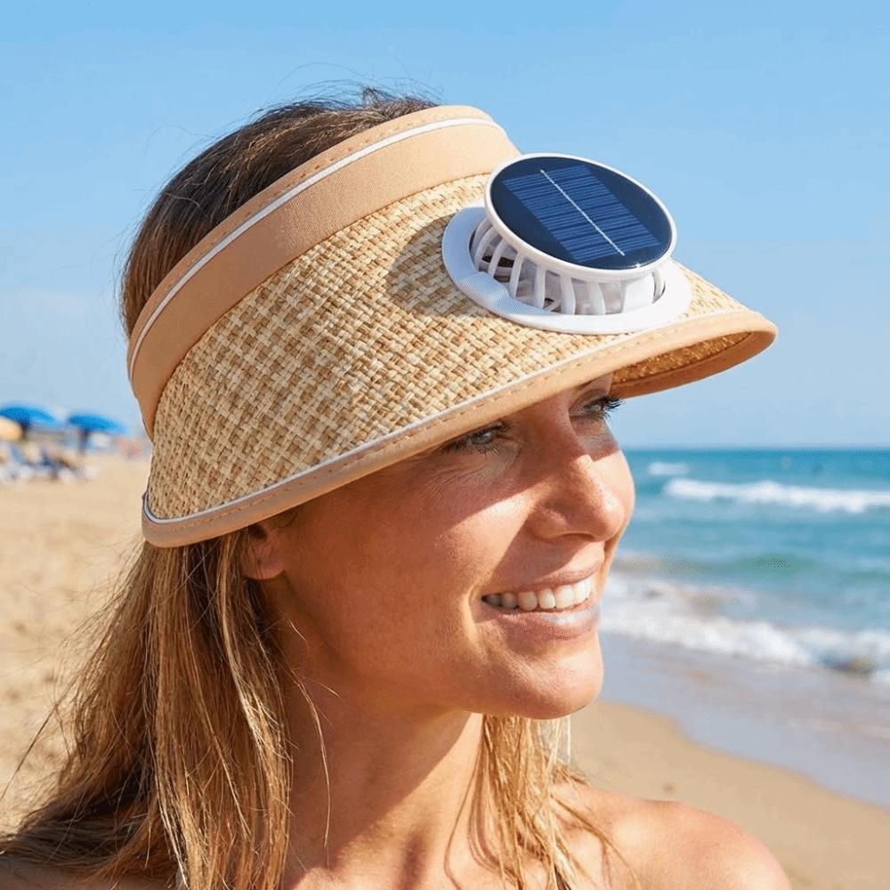 Breathable Solar Fan Hat Folding Cooling Sunshade Hat Comfortable To Wear Sun Hat with Fan  Hiking
